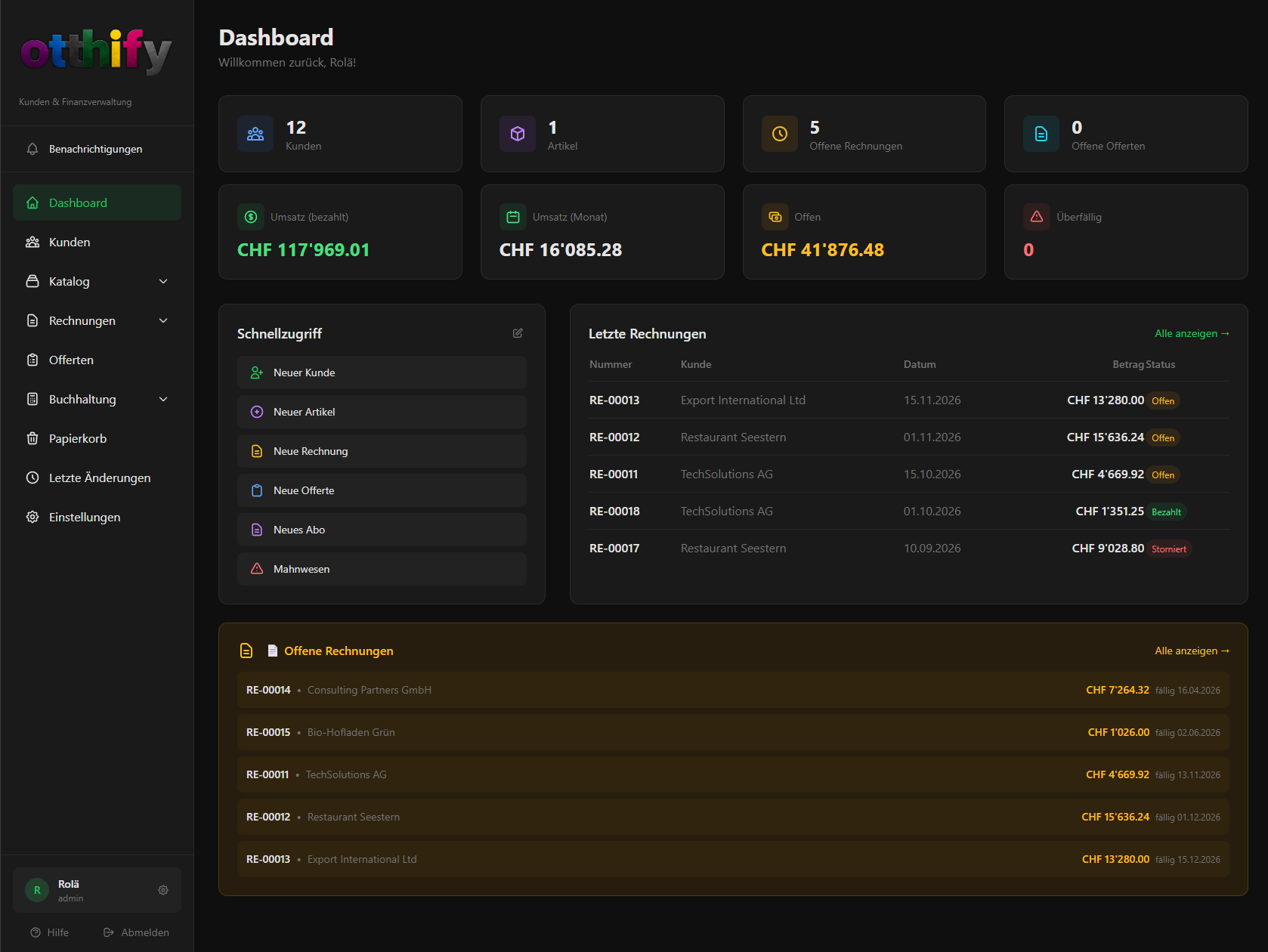 Otthify Skandor Dashboard
